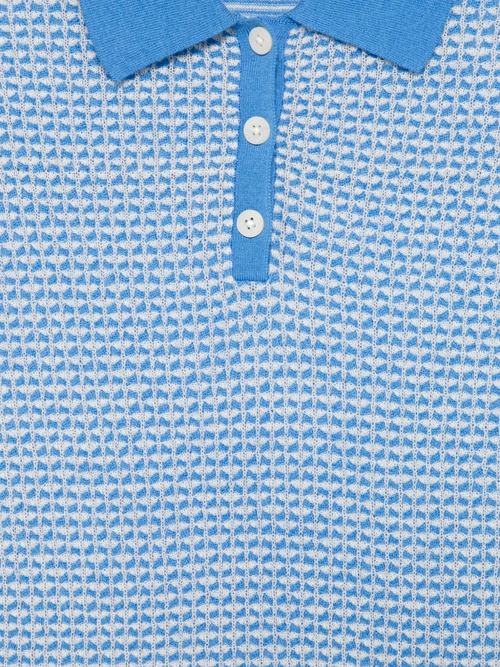  Guest In Residence Piquet L/s Patterned Polo Shirt - Blue 