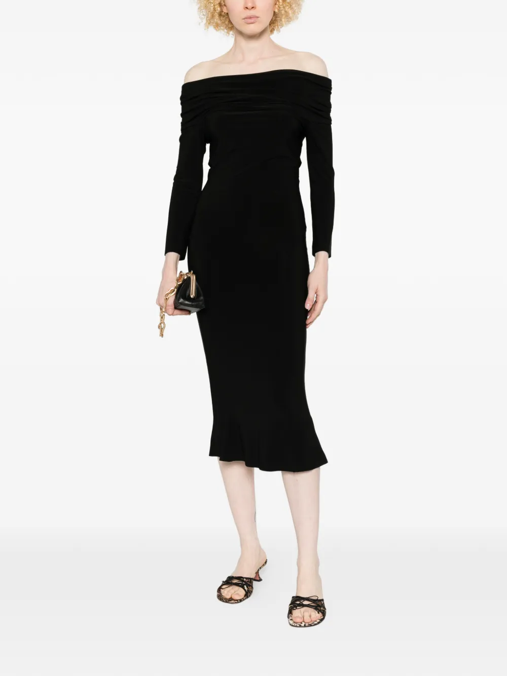 Norma Kamali Off-shoulder midi-jurk Zwart