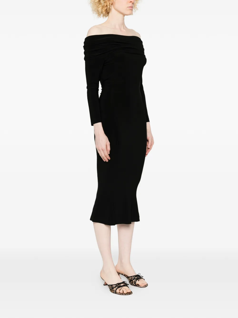 Norma Kamali Off-shoulder midi-jurk Zwart
