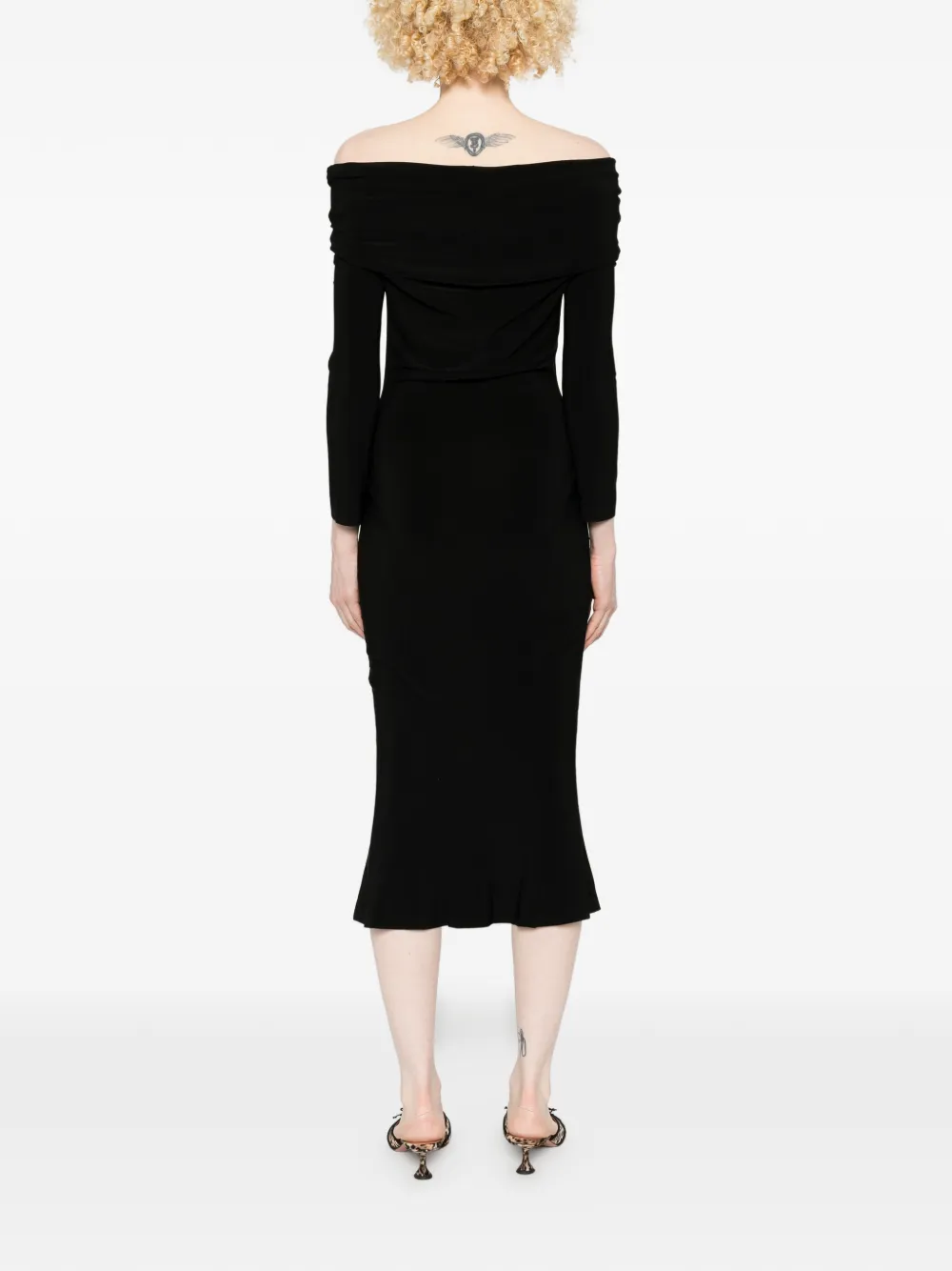 Norma Kamali Off-shoulder midi-jurk Zwart