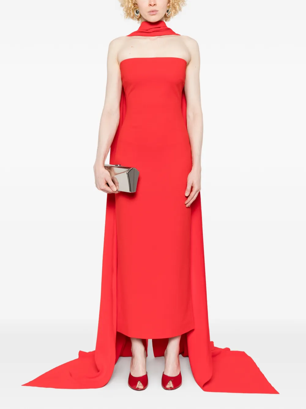 Solace London The Martine draped midi dress - Rosso