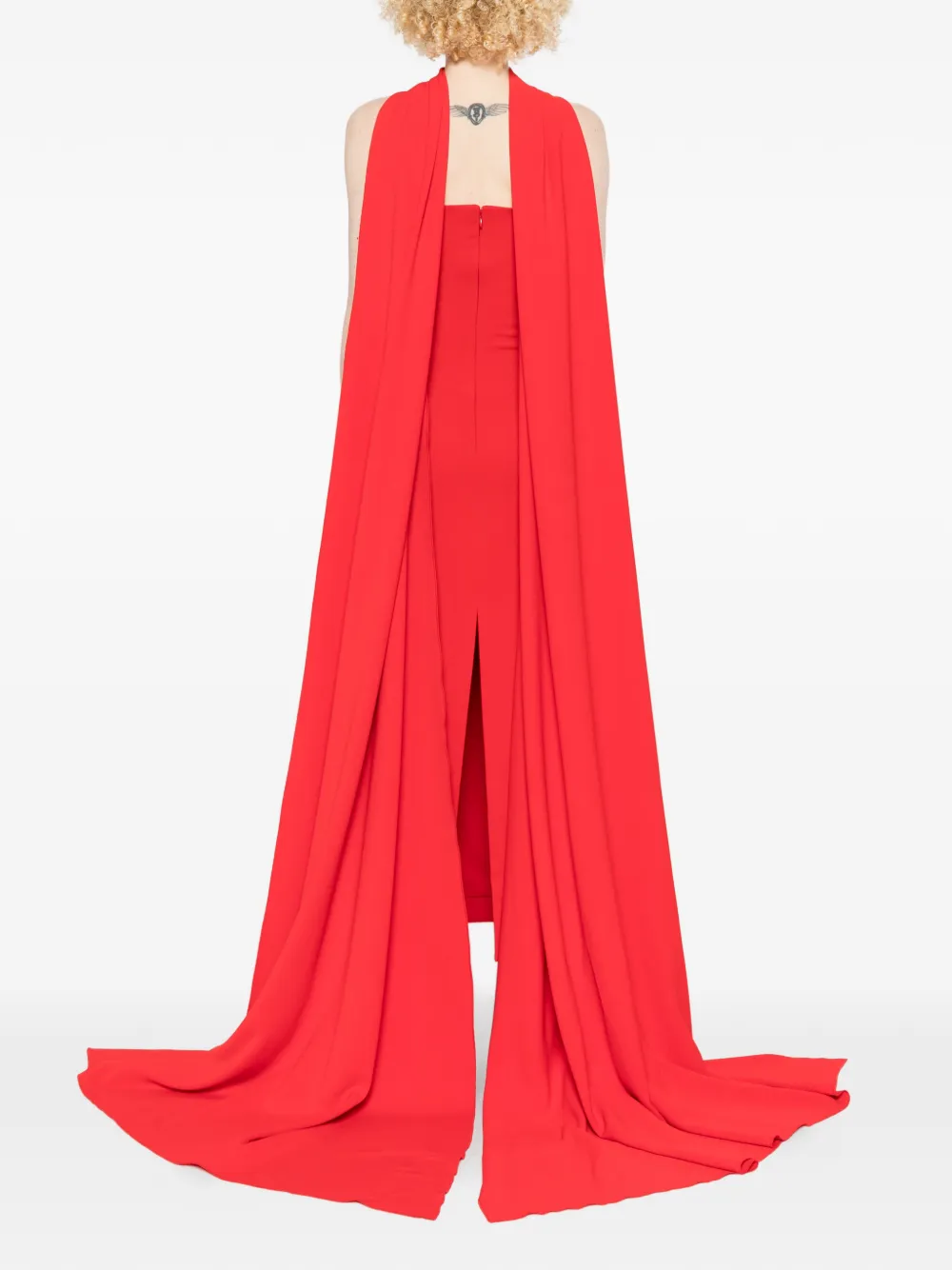 Solace London The Martine gedrapeerde midi-jurk Rood