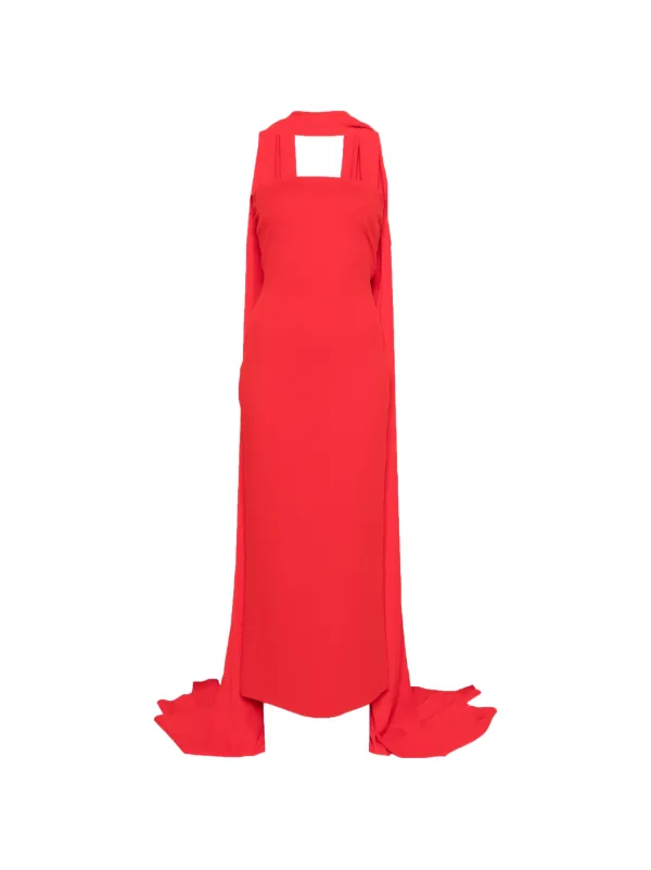 Solace London The Martine Draped Midi Dress in Red