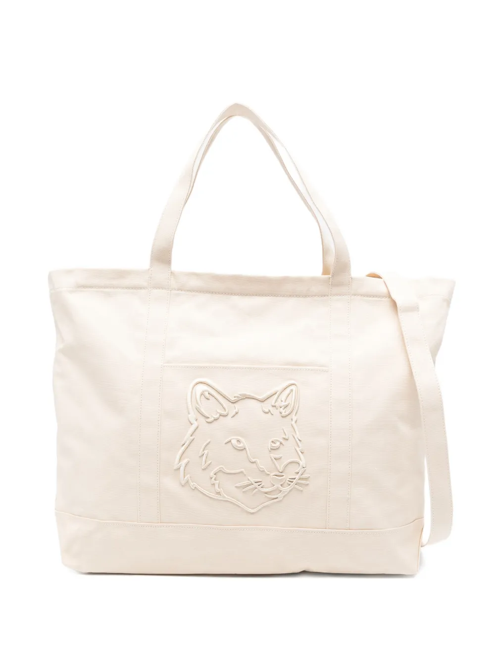 Maison Kitsuné XL fox-log tote bag - Toni neutri
