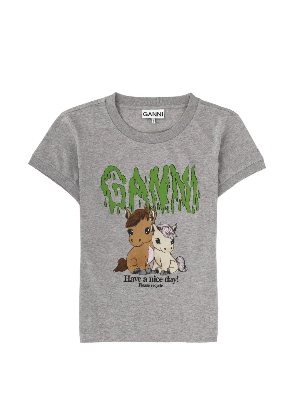 GANNI horse graphic T-shirt - Grigio