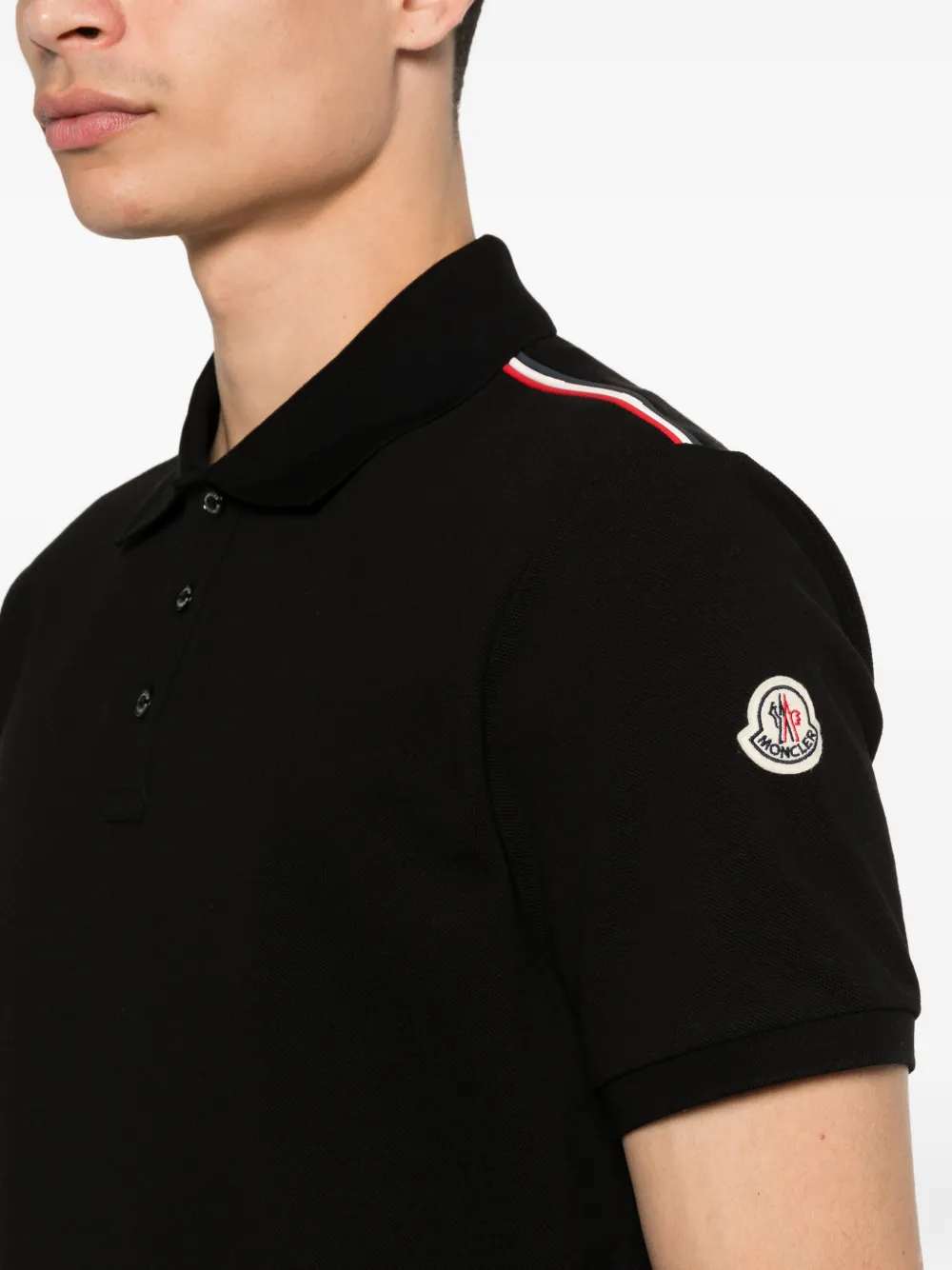 Moncler ストライプディテール ポロシャツ | ブラック | FARFETCH JP