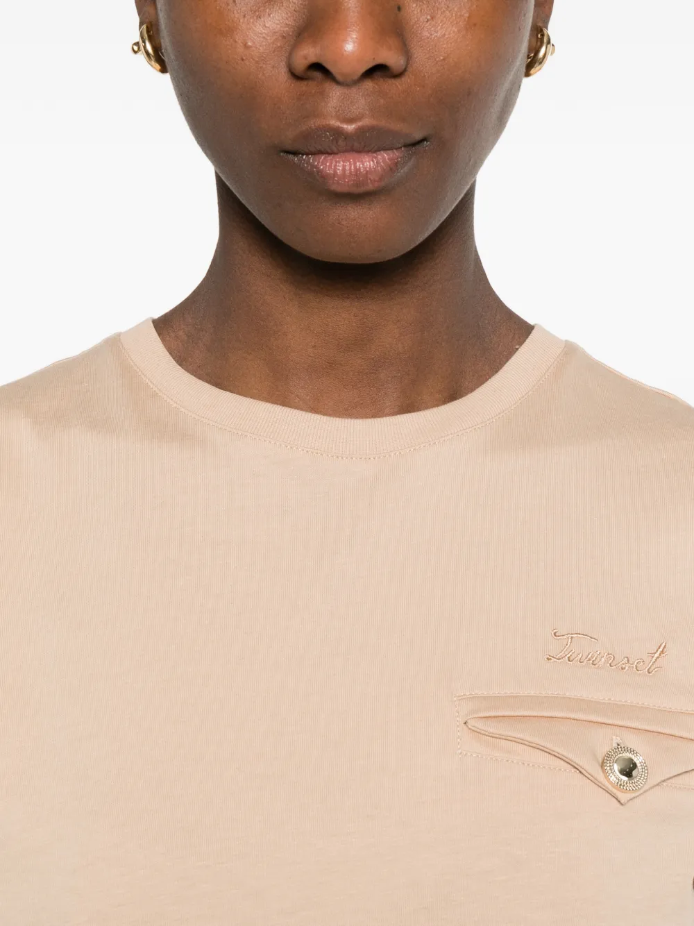 TWINSET Mouwloos T-shirt met borstzak Beige
