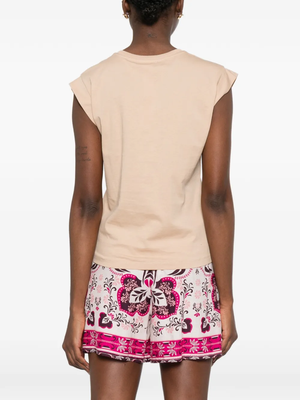 TWINSET Mouwloos T-shirt met borstzak Beige