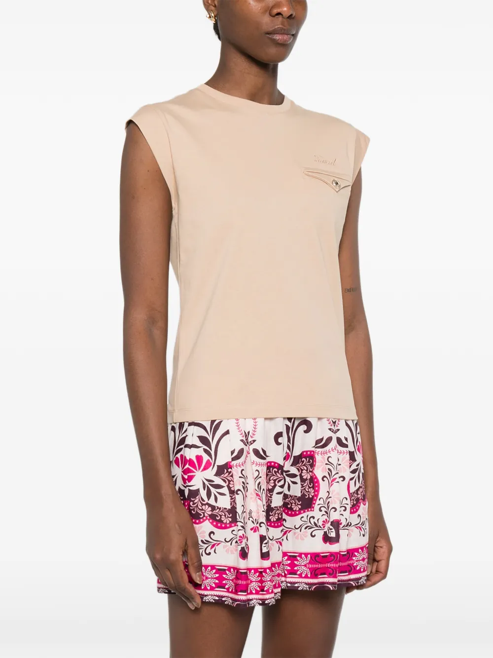  Twinset Chest-pocket Sleeveless T-shirt - Neutrals 