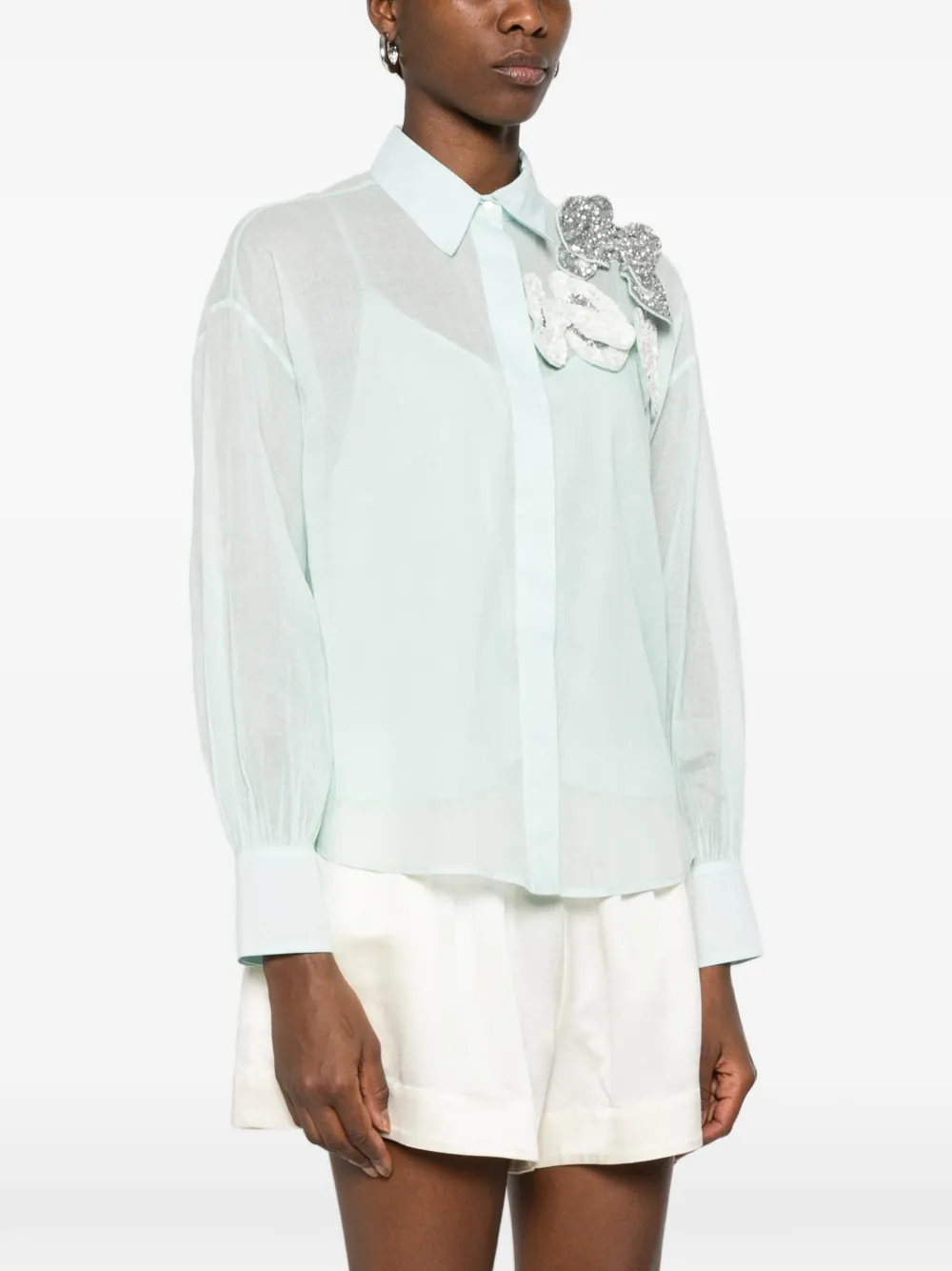  Psophia Embellished Shirt - Blue 