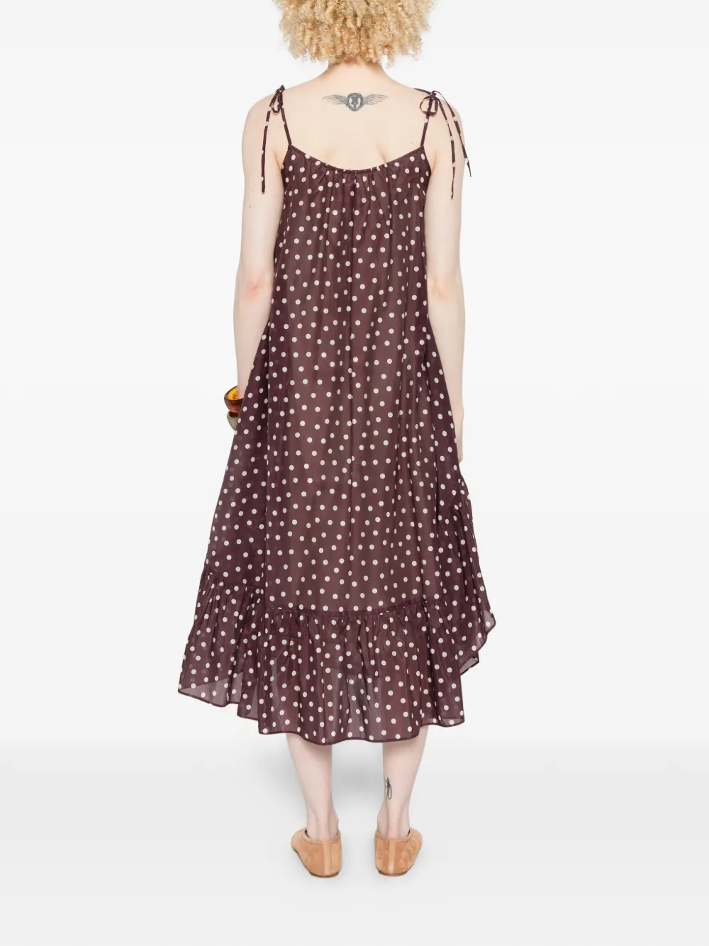 Polka-Dot Ruffled Midi Dress