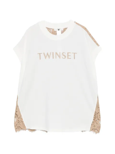 TWINSET lace-back logo-embroidery T-shirt