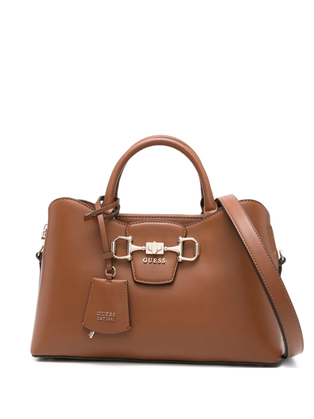 GUESS USA Borsa tote Janie con ciondolo - Marrone