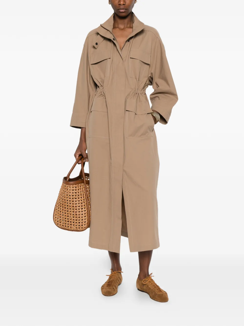 Brunello Cucinelli Maxi-jurk met klepzak Beige
