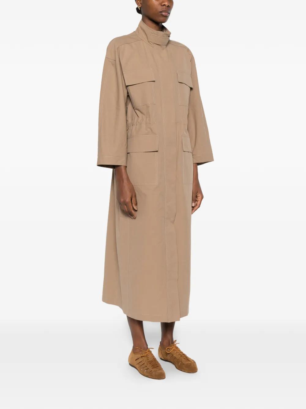 Brunello Cucinelli Maxi-jurk met klepzak Beige