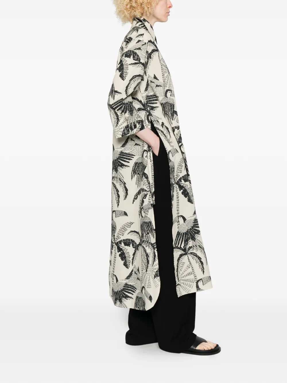 Palm-Tree Pattern Midi Dress