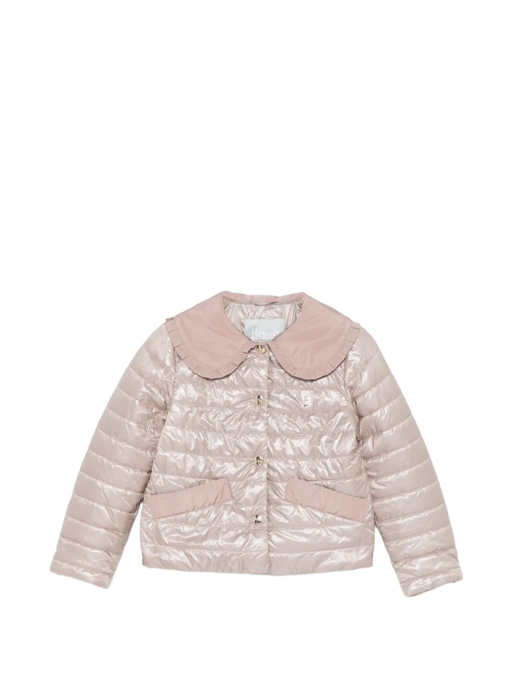 Herno Kids ruffled quilted jacket - Rosa