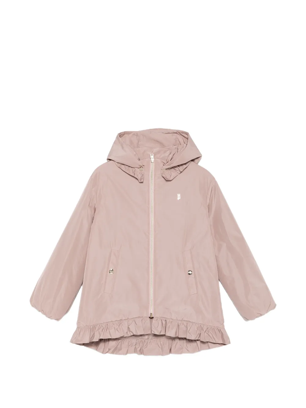 Herno Kids' Ruffled Hooded Jacket In Pink