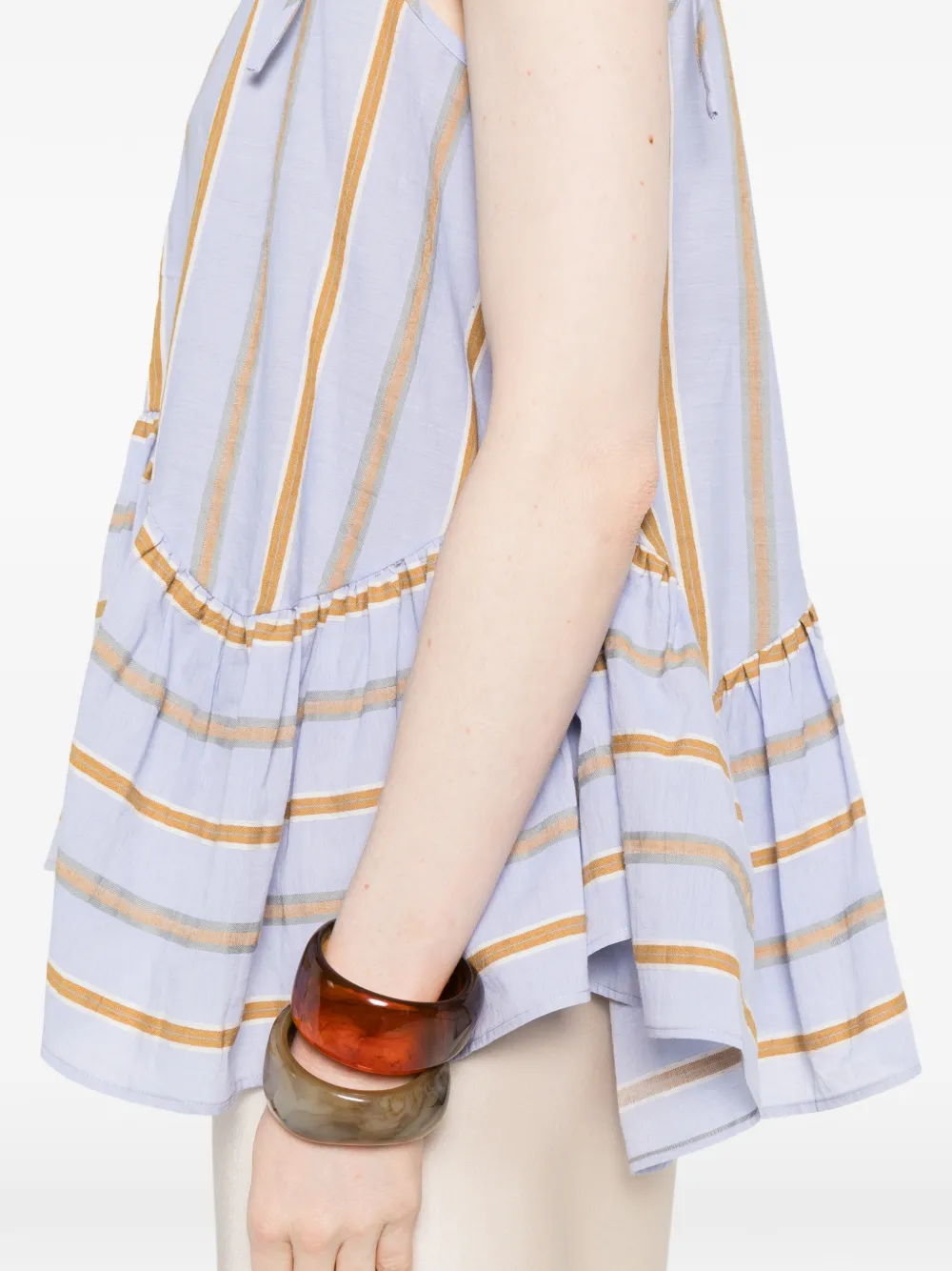 Striped-Pattern Ruffle-Detail Top