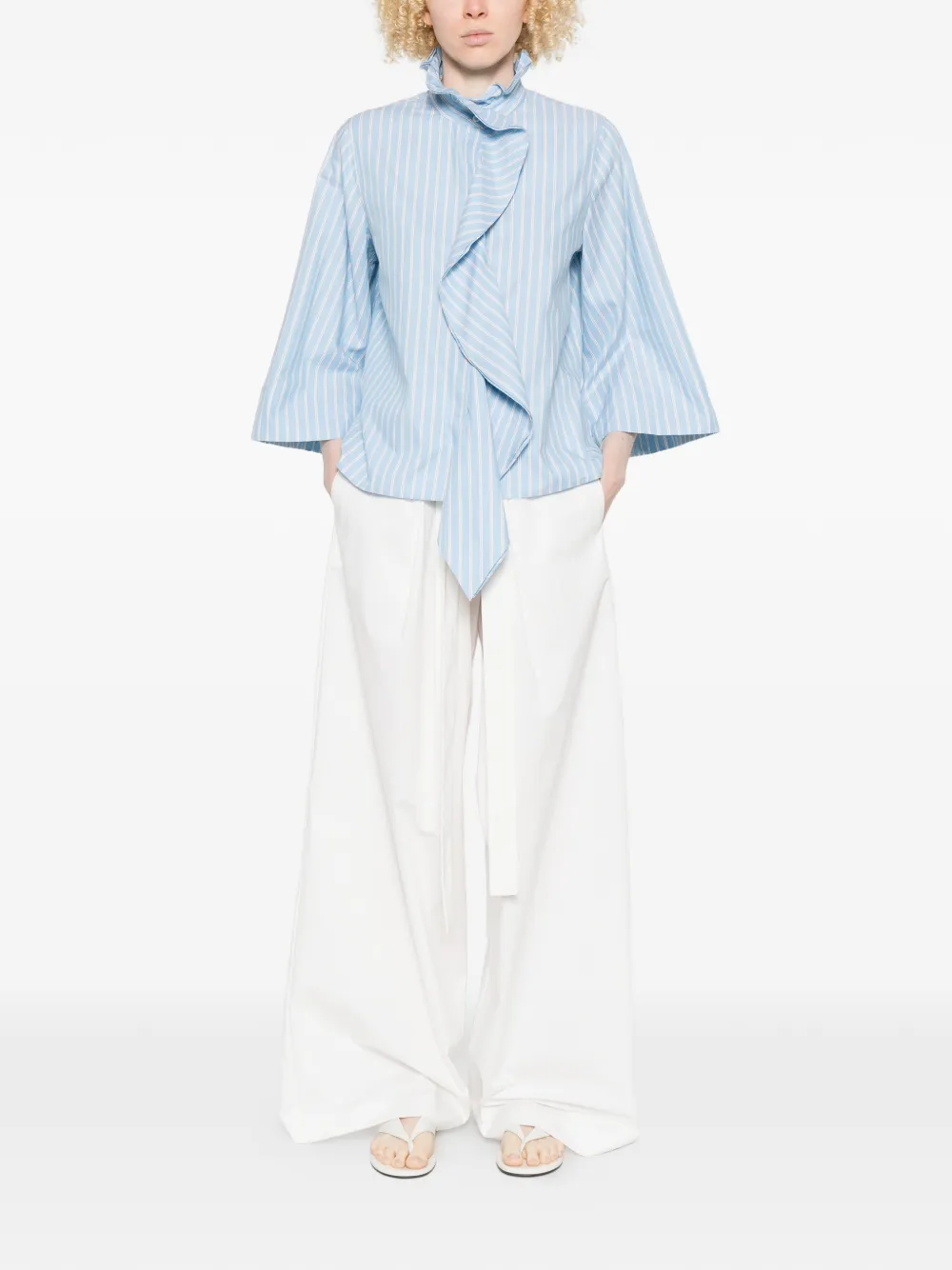  Psophia Ruffled Striped Top - Blue 