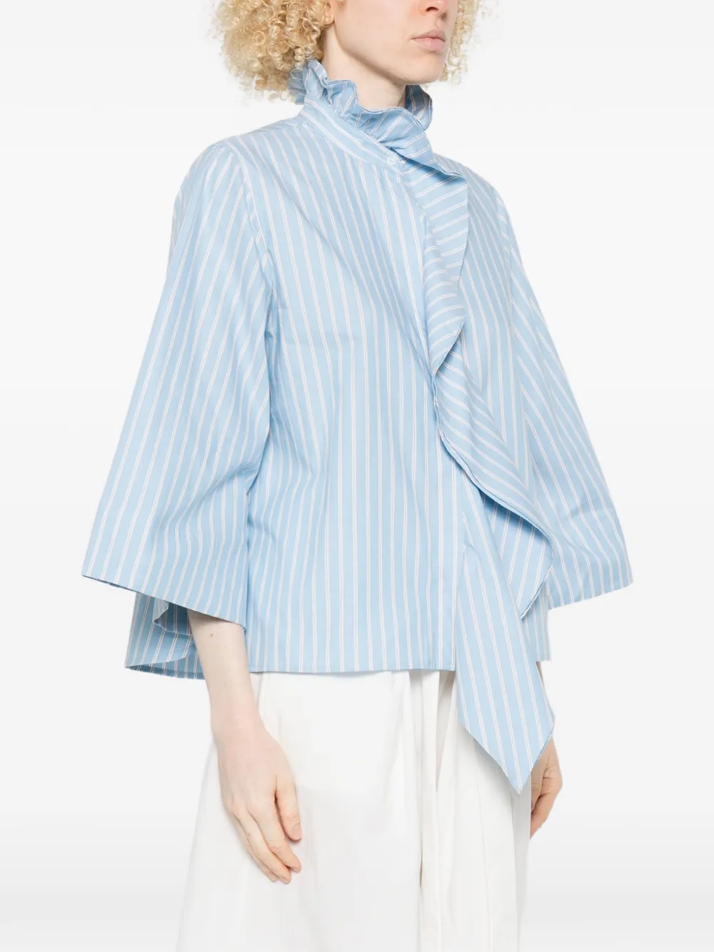  Psophia Ruffled Striped Top - Blue 