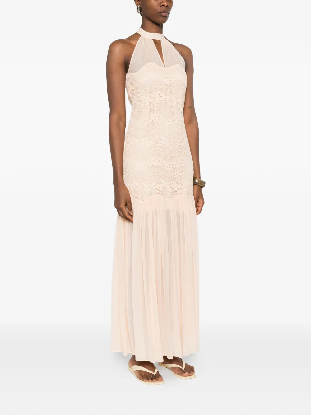 TWINSET Geplooide maxi-jurk met kant Roze