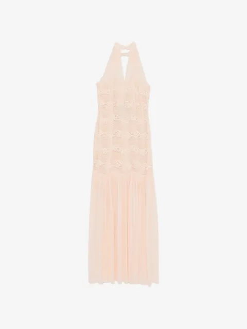 TWINSET long macramé lace and georgette dress