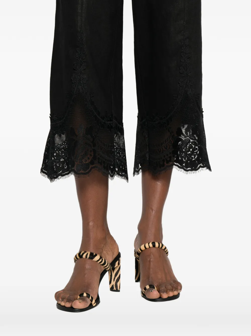 TWINSET Broek met kanten detail Zwart