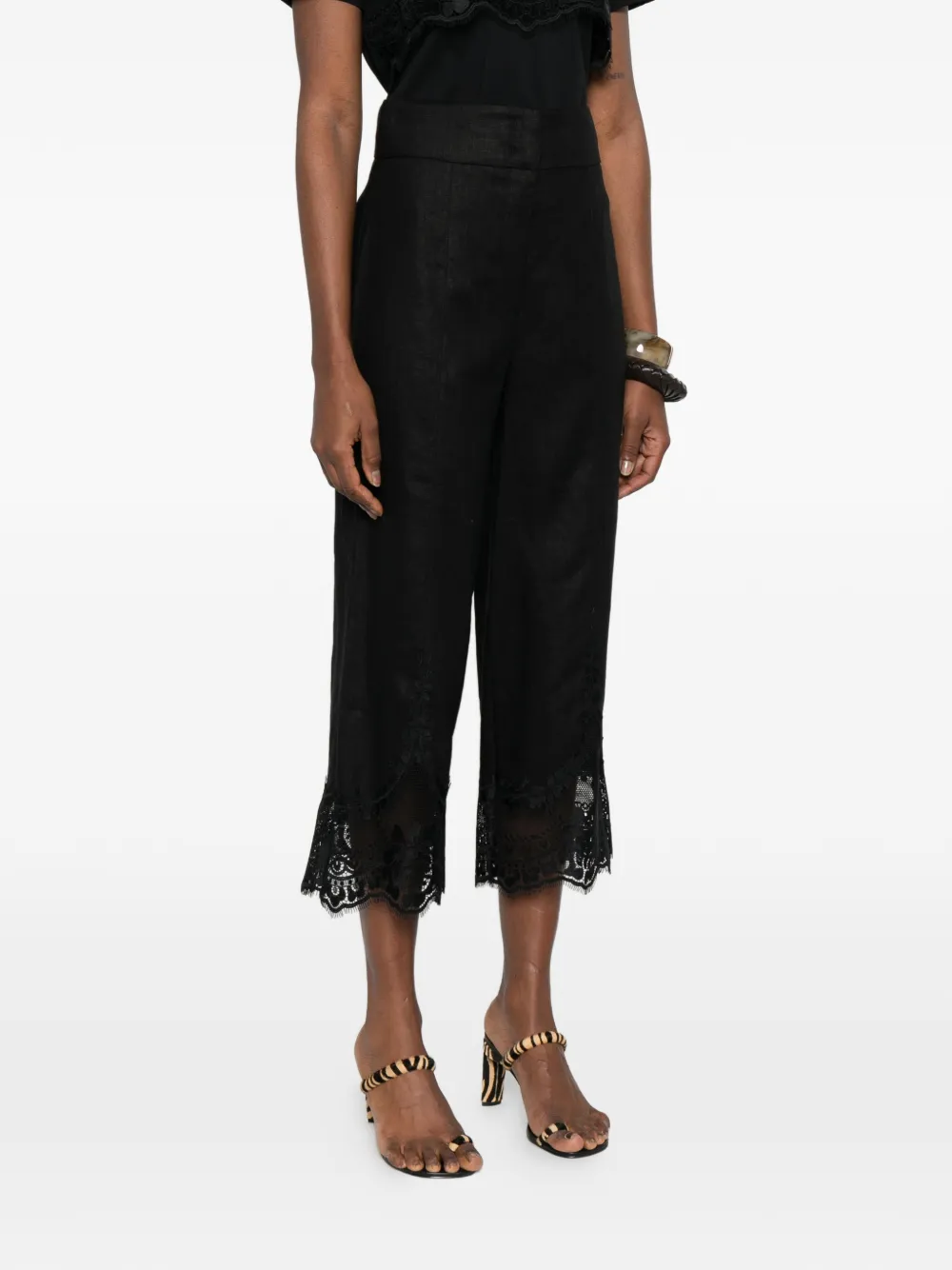 TWINSET Broek met kanten detail Zwart