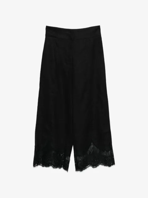 TWINSET linen cropped trousers with lace