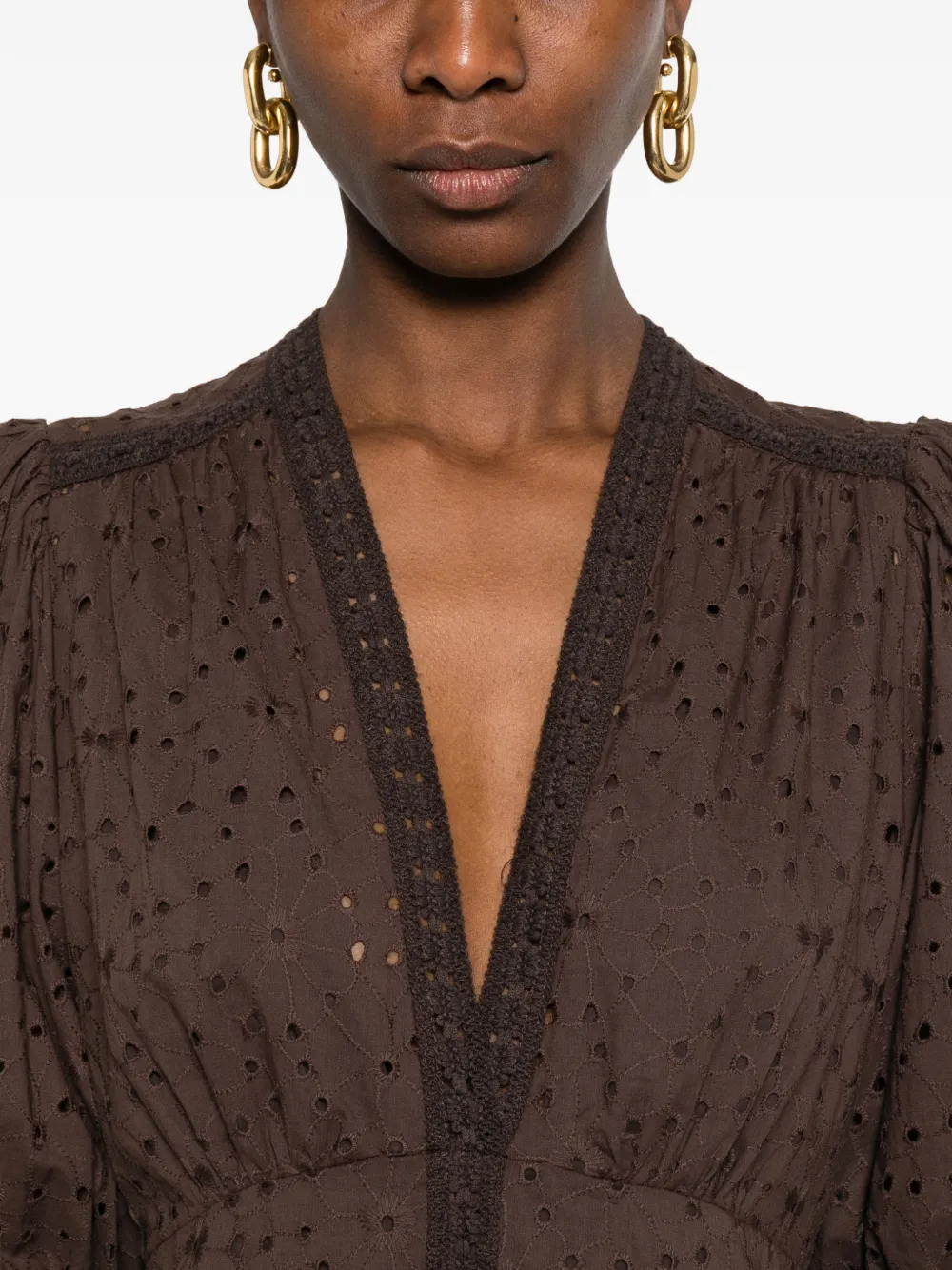 TWINSET Midi-jurk met pofmouwen Bruin
