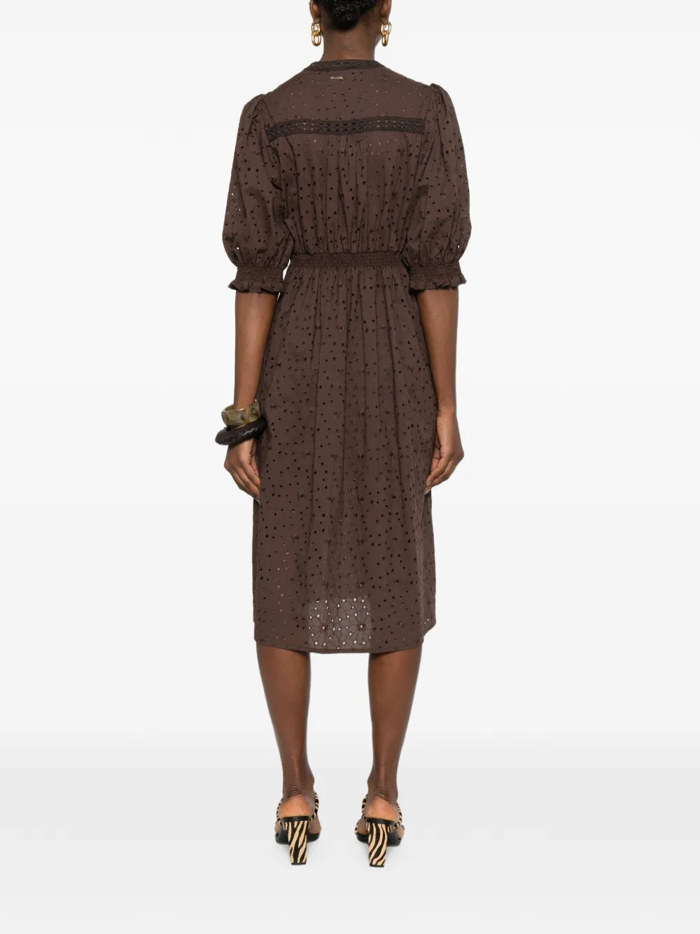 TWINSET Midi-jurk met pofmouwen Bruin