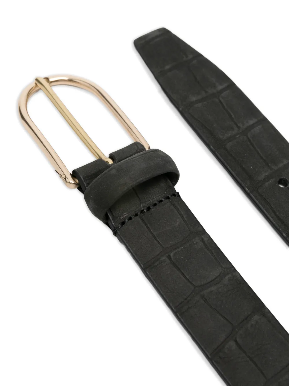 Dell'oglio Leren riem met ronde gesp Zwart