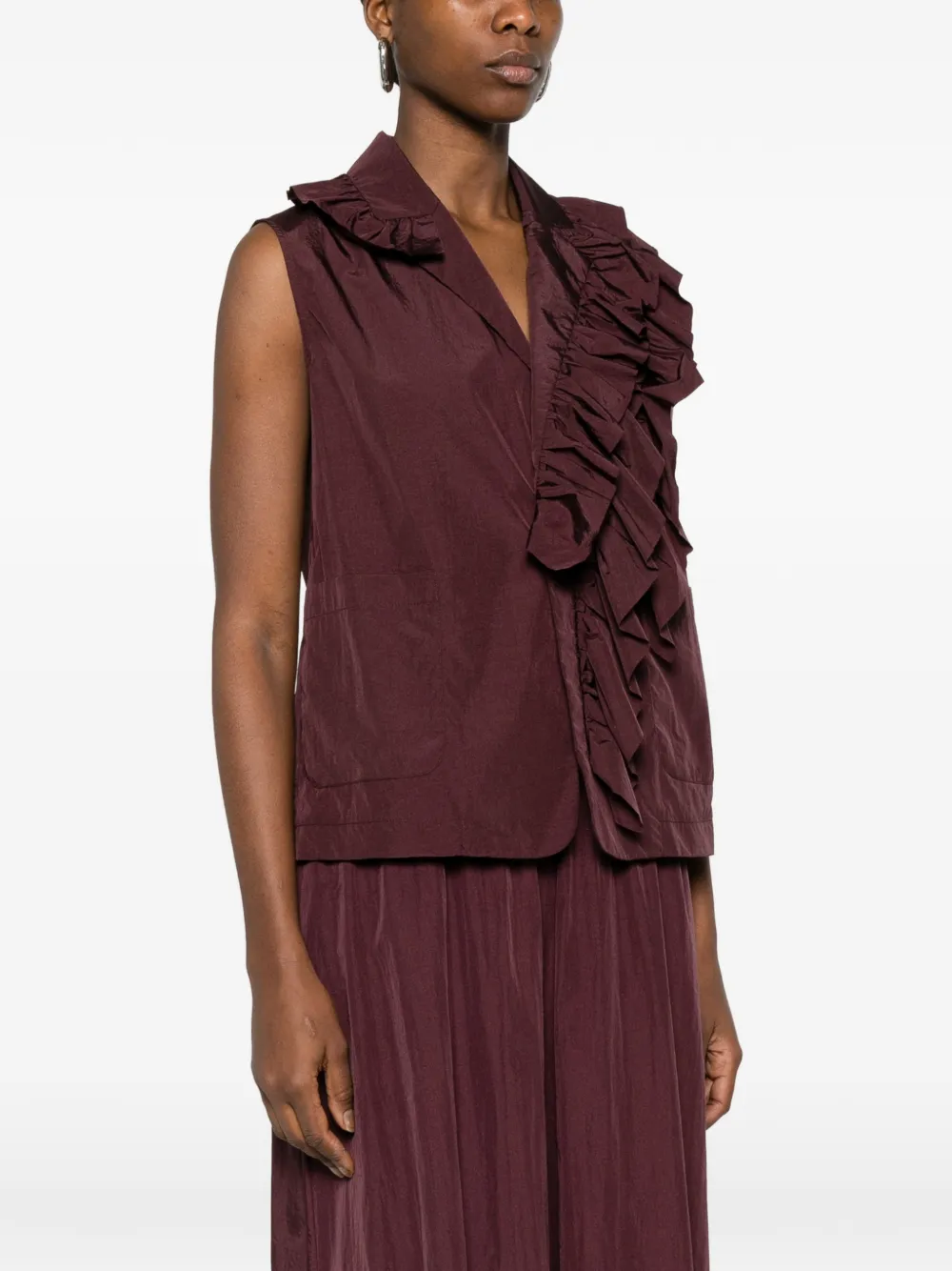  Psophia Ruffled Tie Top - Purple 