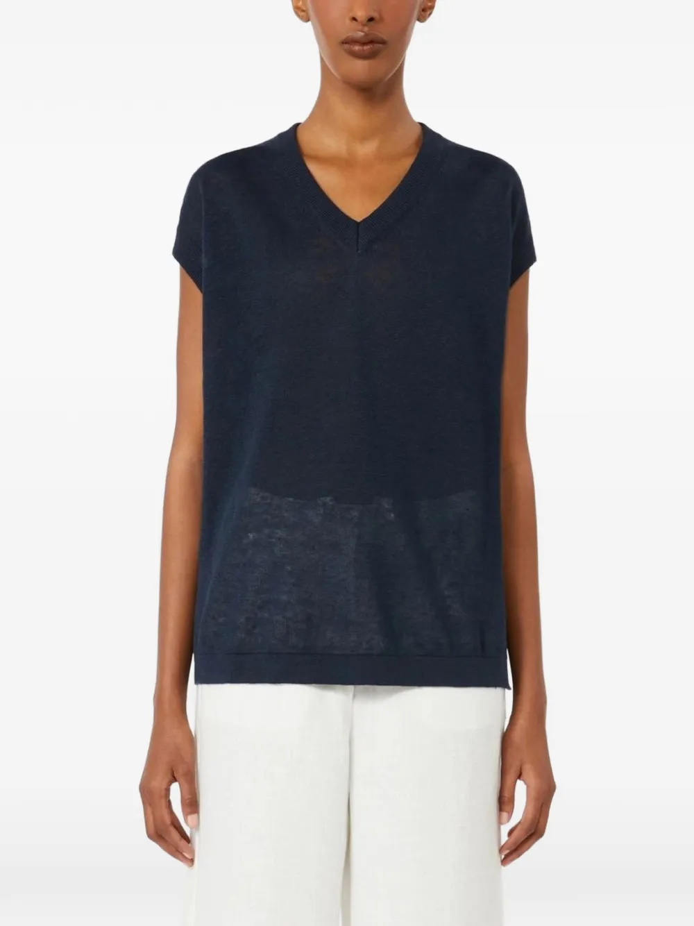 'S Max Mara Ghianda gebreid T-shirt met V-hals Blauw