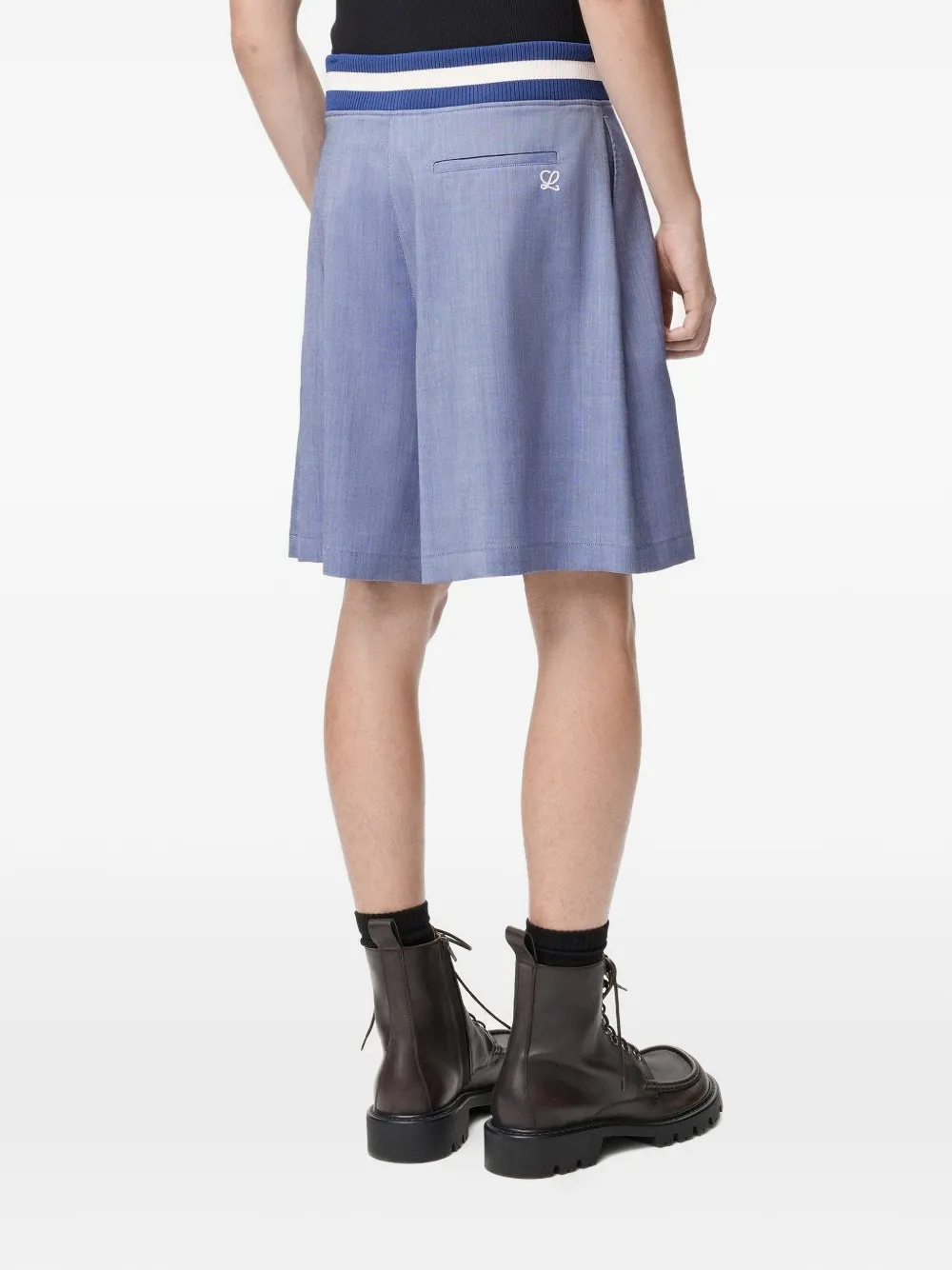 logo-embroidered striped-waist shorts