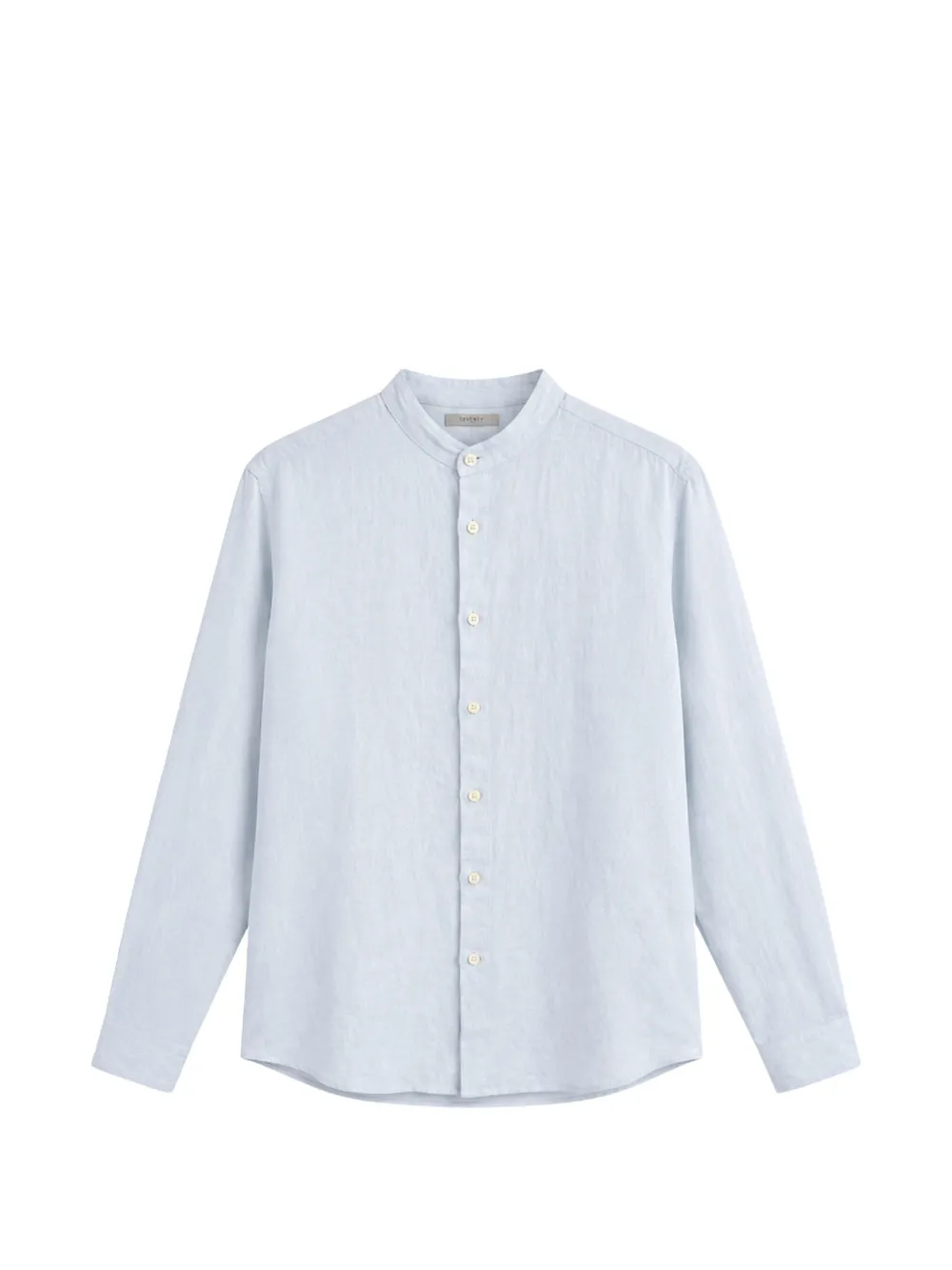 Seventy Band-collar Linen Shirt In Blue