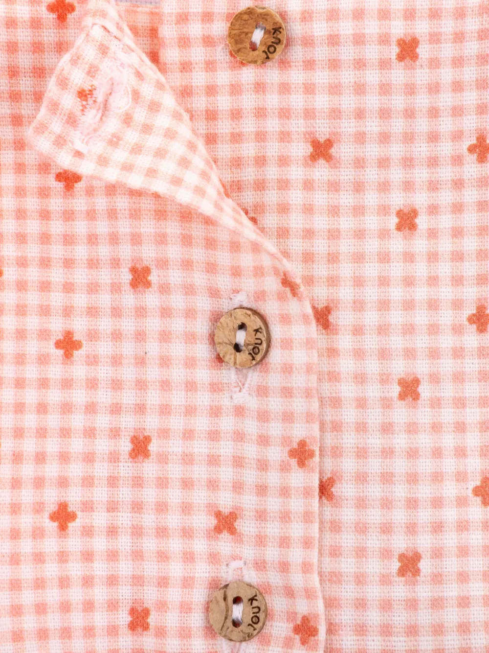  Knot Gingham-pattern Ruffled Dress - Pink 