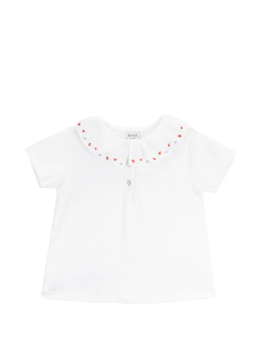 Knot Polo Camellia con ricamo - Bianco