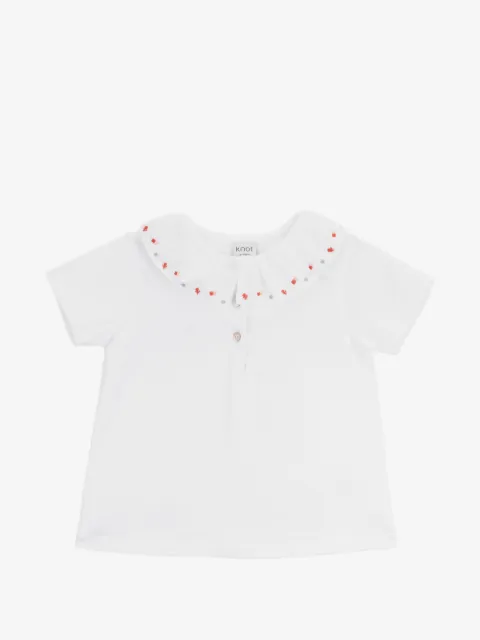 Knot Camellia embroidered polo