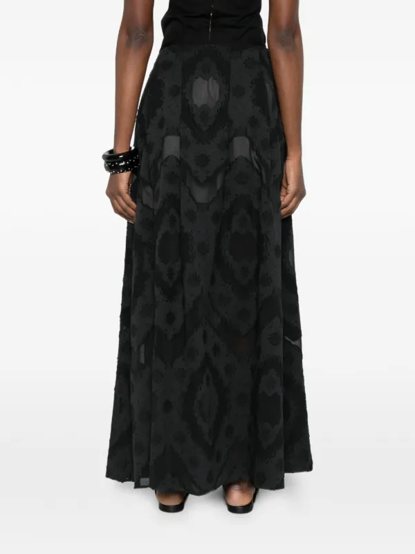 Agnona Jacquard Long A-line Skirt | Black | FARFETCH KW