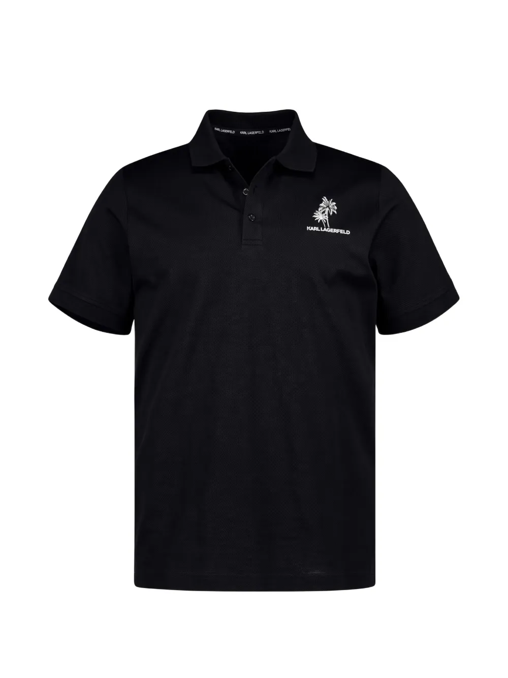 Karl Lagerfeld palm tree-embroidered polo shirt Zwart