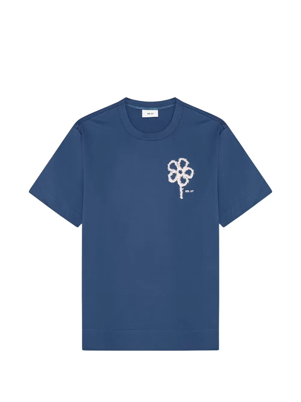 Nn07 Floral-embroidered T-shirt In Blue