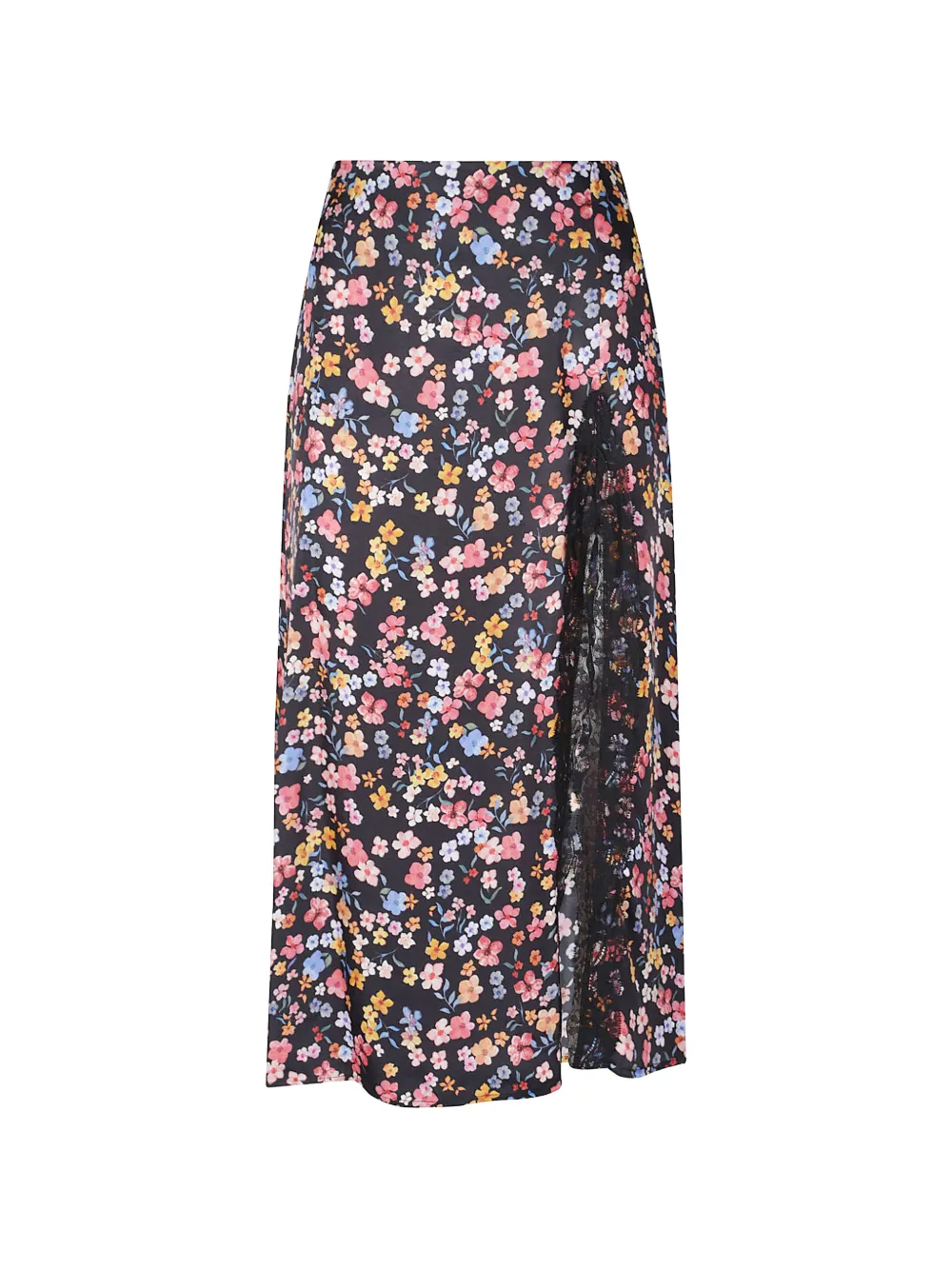 MAR DE MARGARITAS Gonna midi in pizzo a fiori - Nero