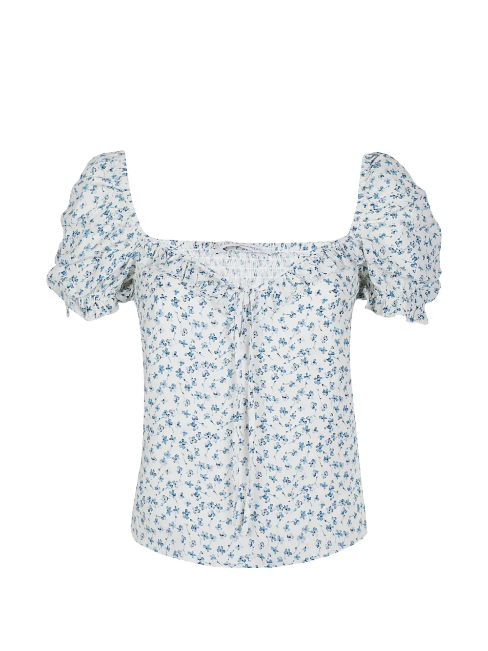 MAR DE MARGARITAS Letizia floral puff-sleeve blouse - Bianco