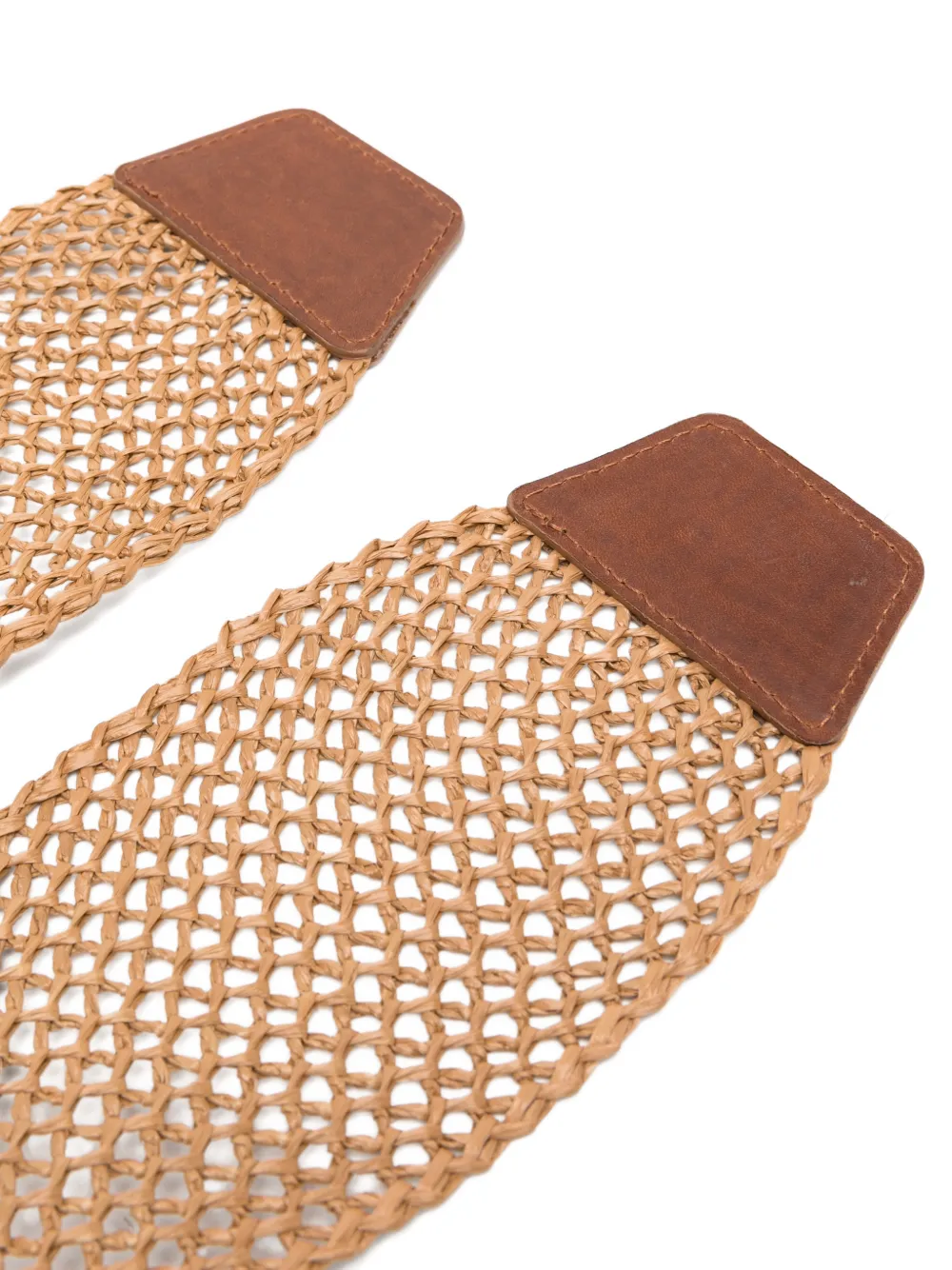 Antonelli Geweven riem met leren applicatie Beige