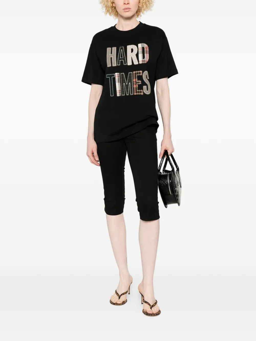  Moschino Check-patchwork T-shirt - Black 