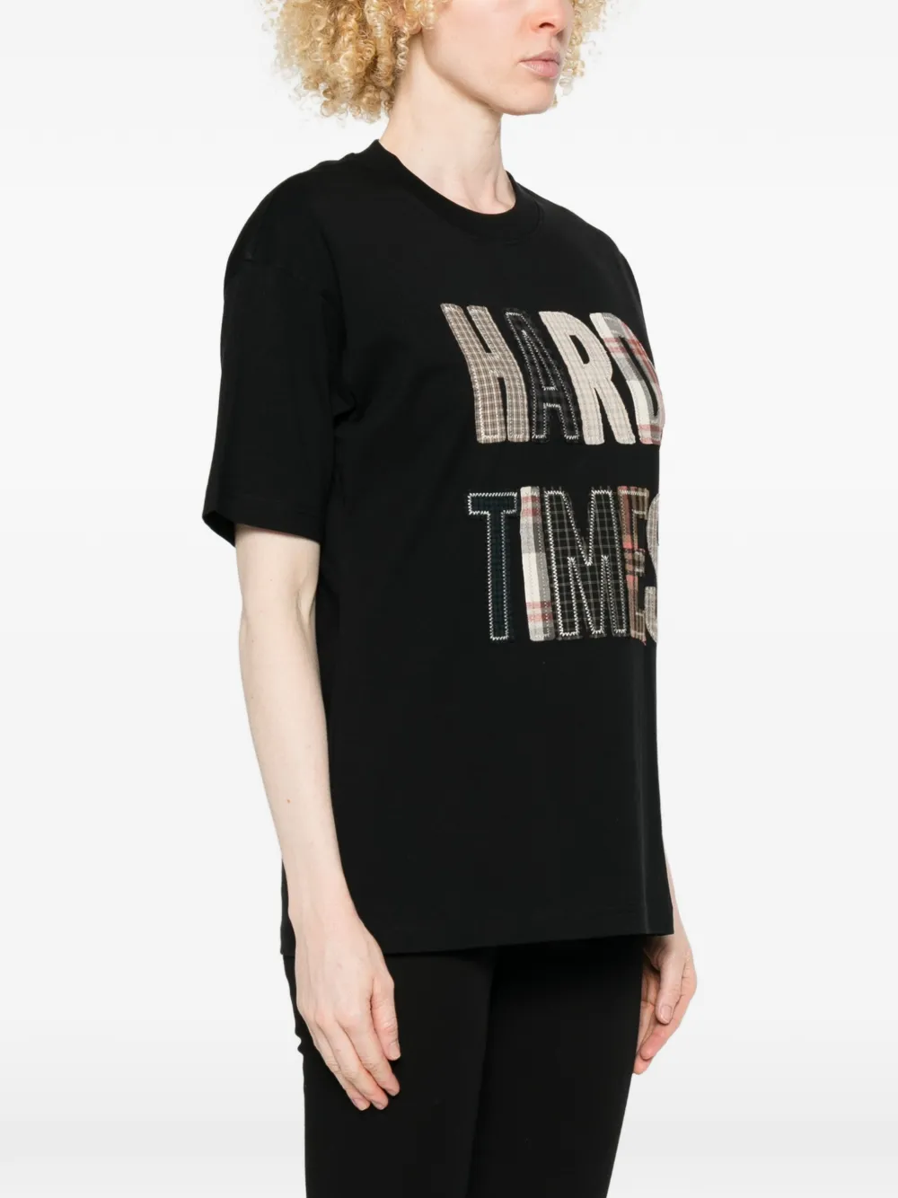 Moschino Check-patchwork T-shirt - Black 