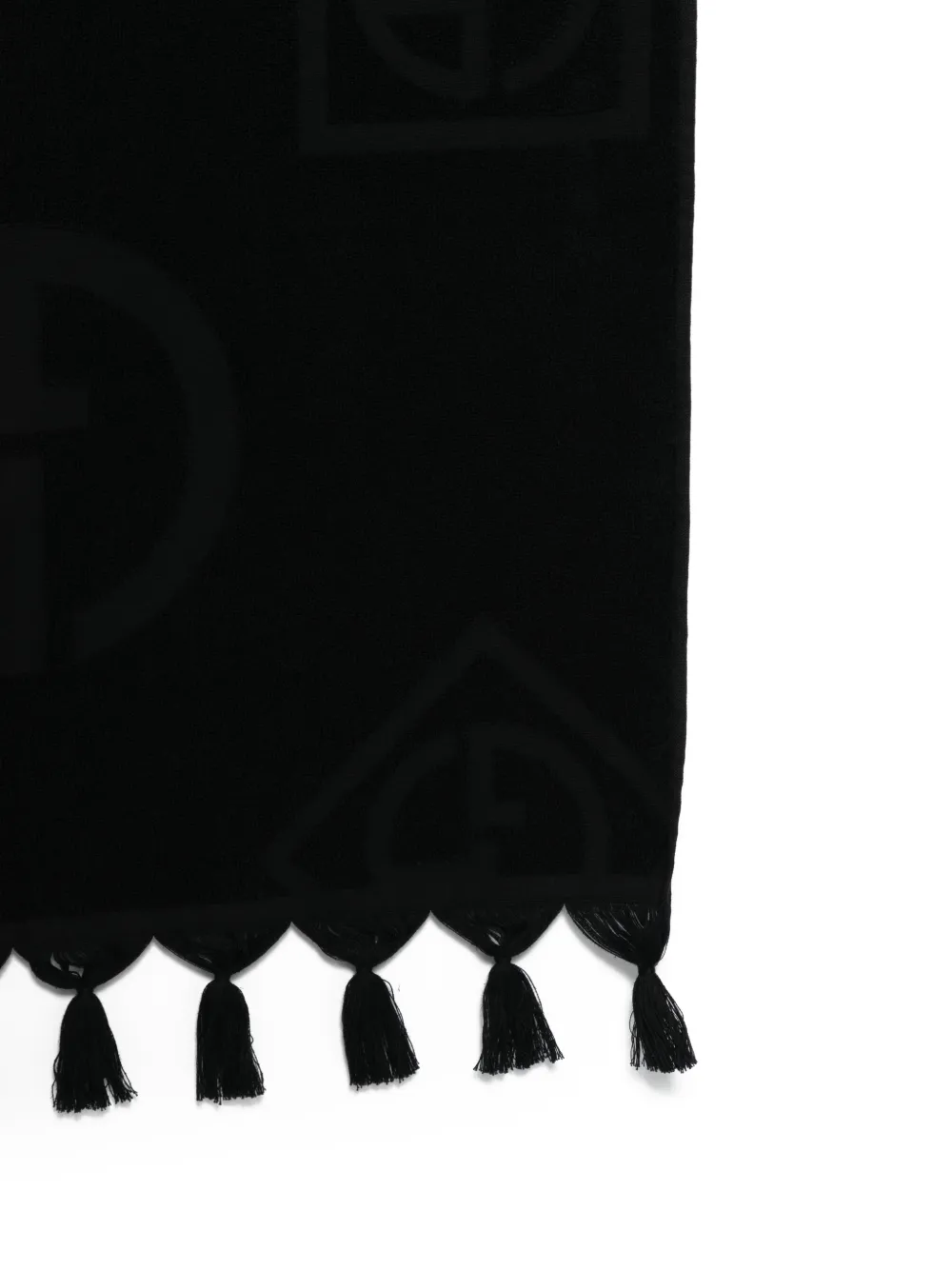  Giorgio Armani Logo Patterned Tassel Beach Towel - Blue 