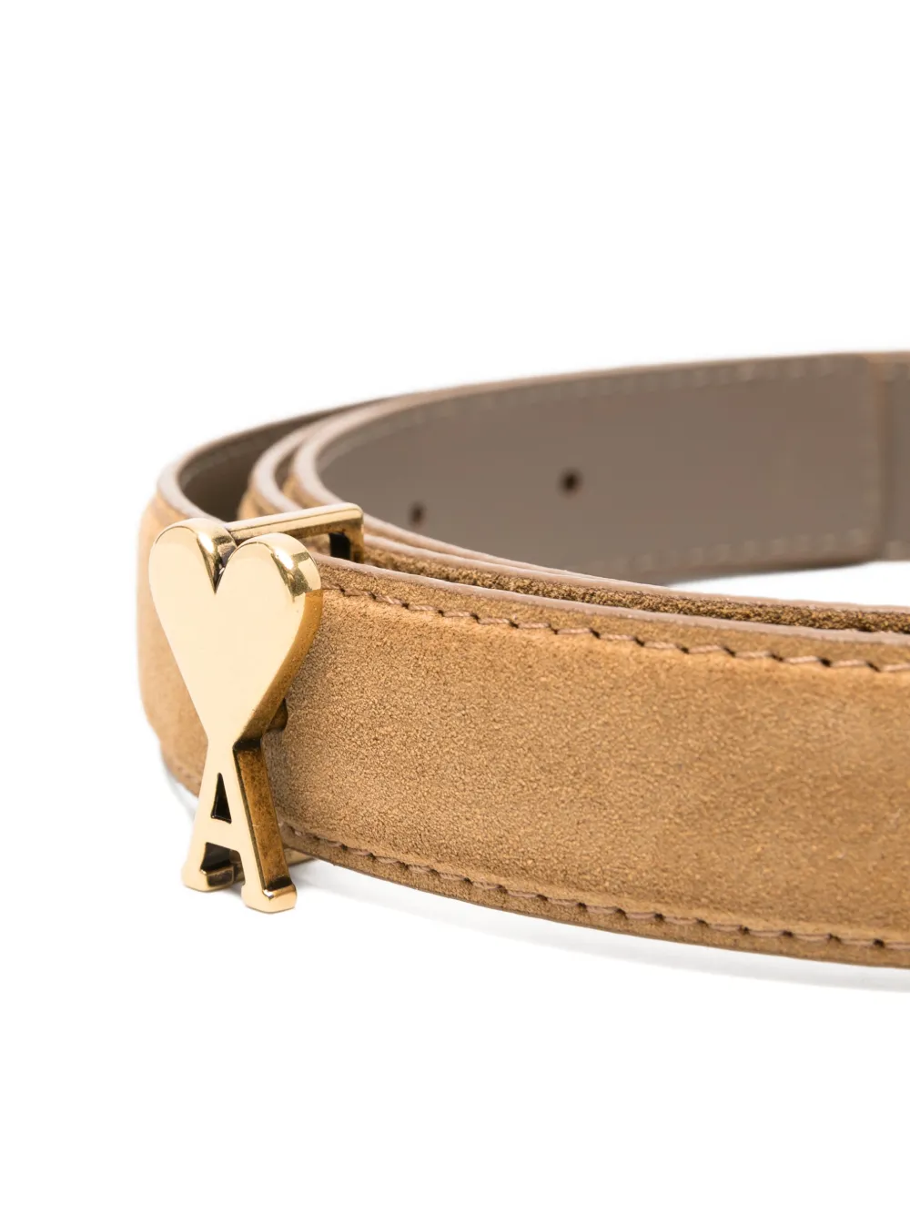  Ami Paris Logo-plaque Leather Belt - Neutrals 